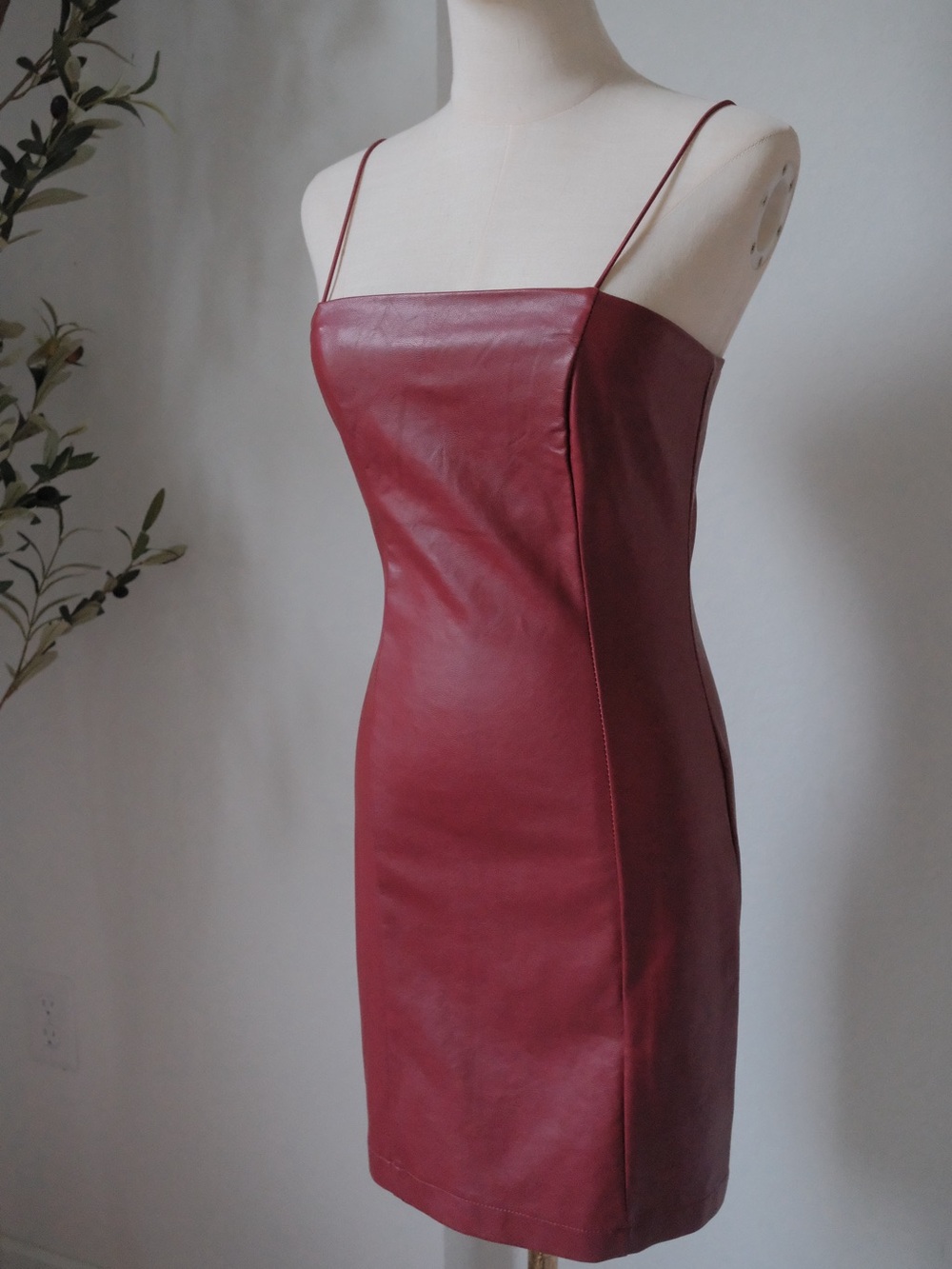 Target Burgundy Faux Leather Slip Dress with Zipper Detail